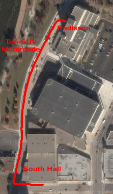 Route of McShame's motorcade