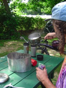 Making morning coffee to get the day started.